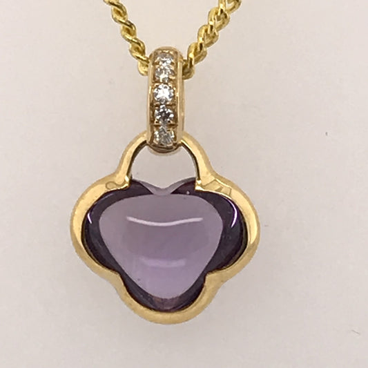 18K YG AMETHYST & DIAMOND PENDANT