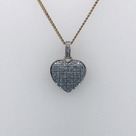 9K YG DIAMOND HEART PENDANT