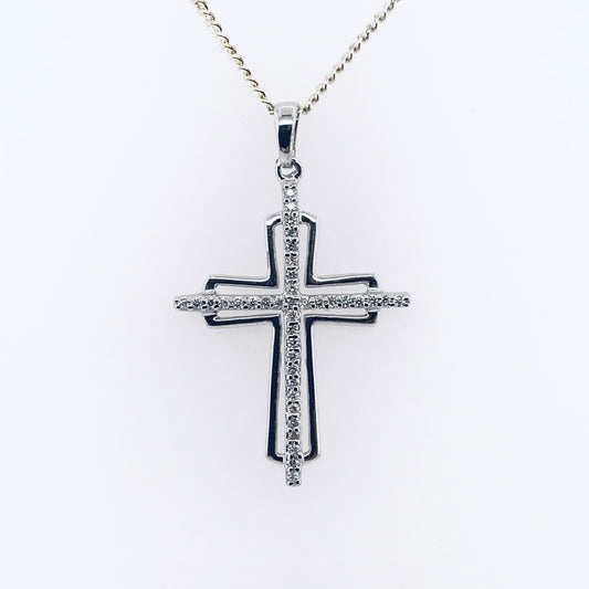 18K WG DIAMOND CROSS PENDANT