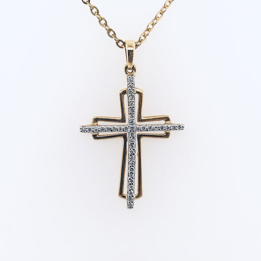 18K YG DIAMOND CROSS PENDANT