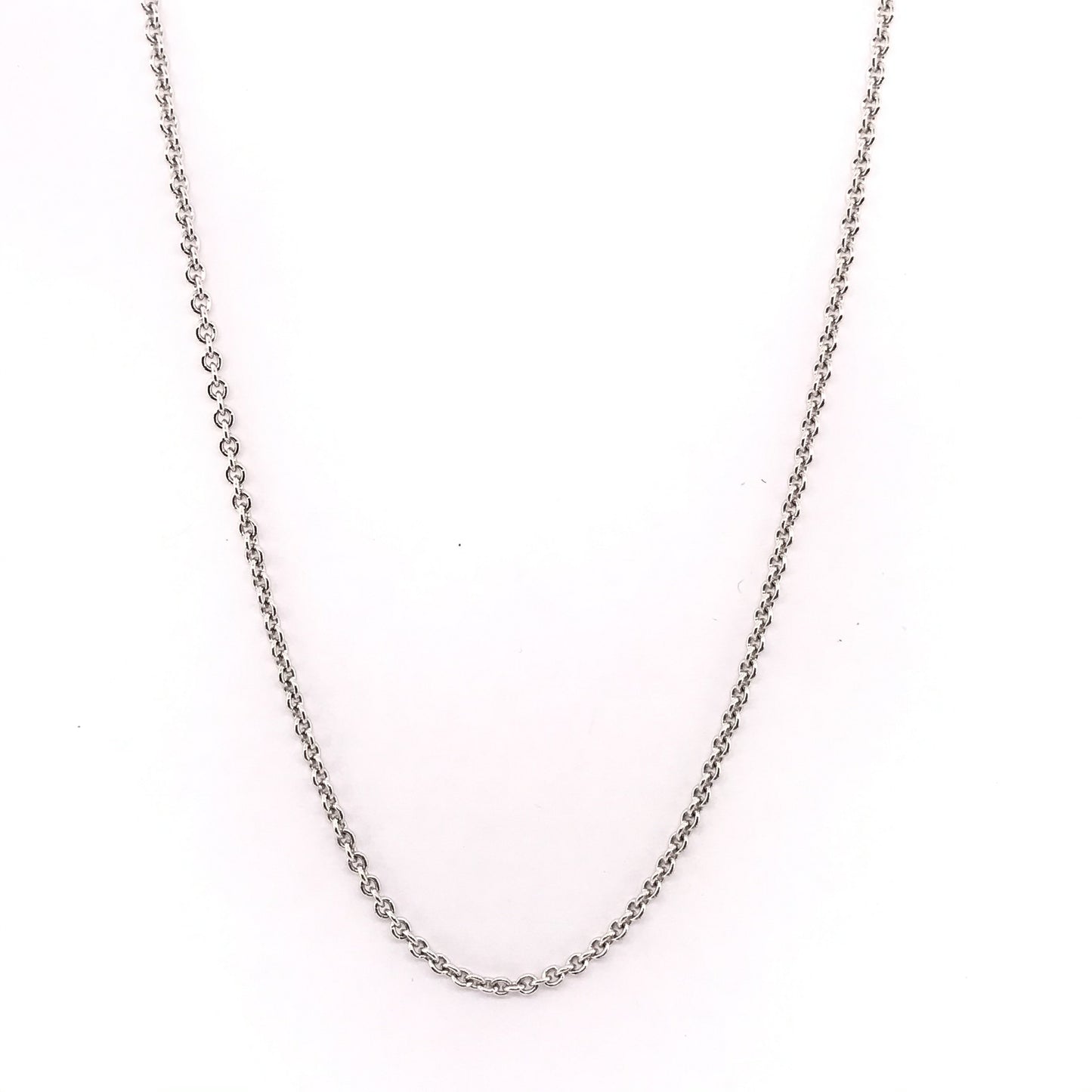 18K WHITE GOLD NECKLACE ROLO HEAVY CHAIN