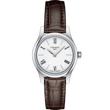 TISSOT TRADITION LADY QUARTZ WATCH S STEEL BROWN LEATHER BAND WHITE DIAL SAPPHIRE GLASS WR30M SWISS T0630091601800